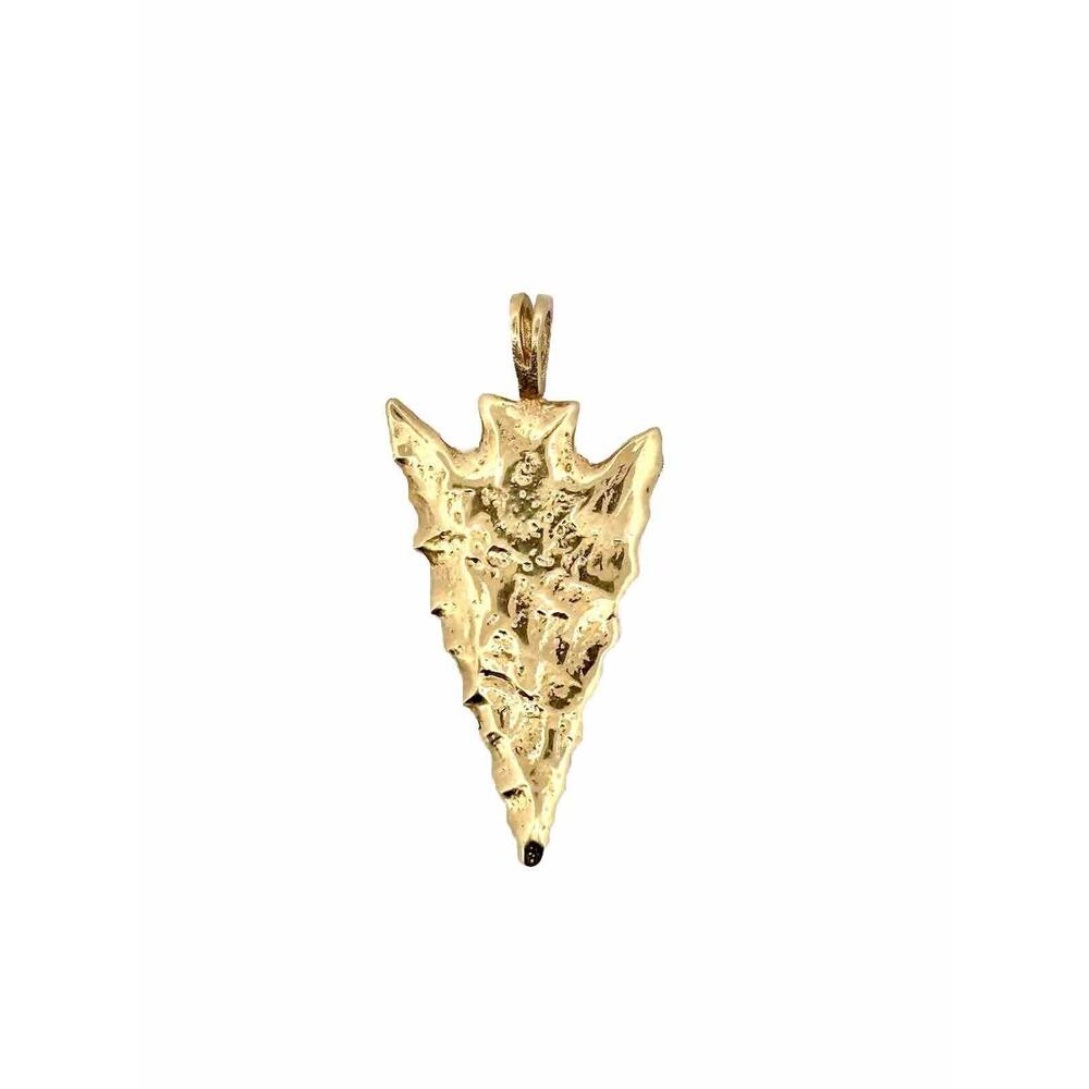 14k Solid Gold Native American Arrowhead Pendant … - image 7